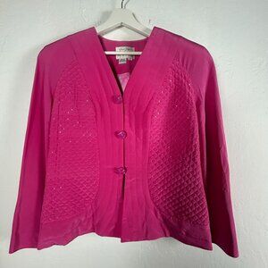 Vintage Gazzelle Ciampi Magali Evening Jacket Pink Quilted Beaded Silk Size 14